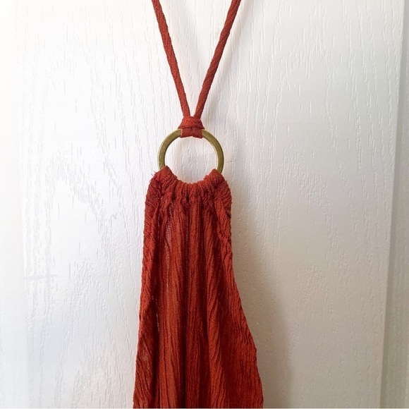 SM Dress Lana Midi Bamboo Peace Silk Halter O-Ring Backless Scarlette S NWT - Picture 4 of 6